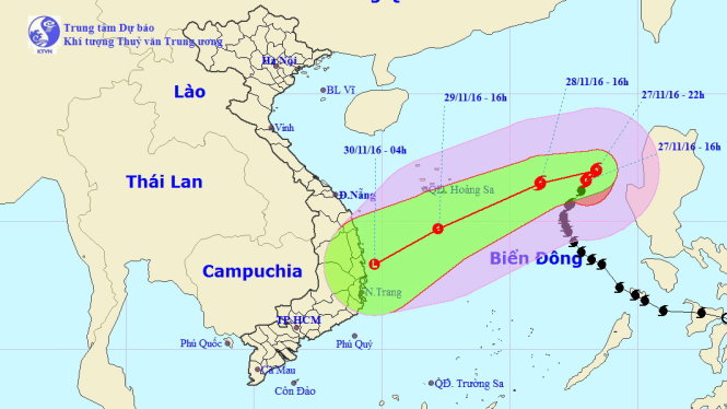 Đường đi và vị trí cơn bão