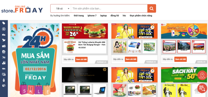 Website Online Friday giới thiệu các chương trình và mặt hàng giảm giá sự kiện Ngày mua sắm trực tuyến 2016