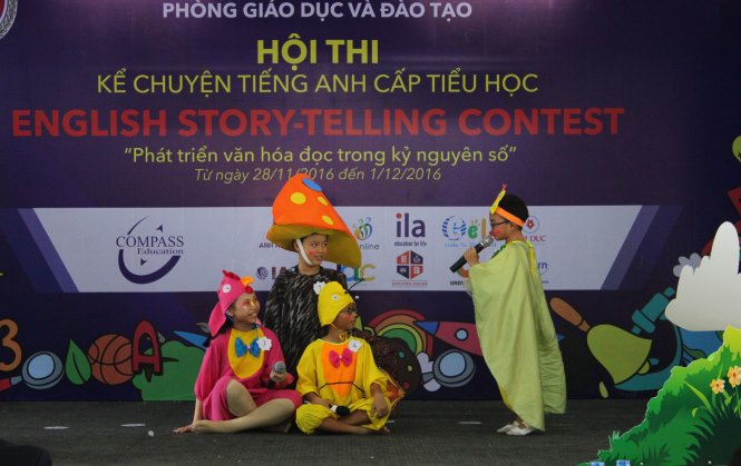 Phần thi kể chuyện của học sinh Trường tiểu học Nguyễn Thanh Tuyền tại hội thi - Ảnh: Phương Nguyễn