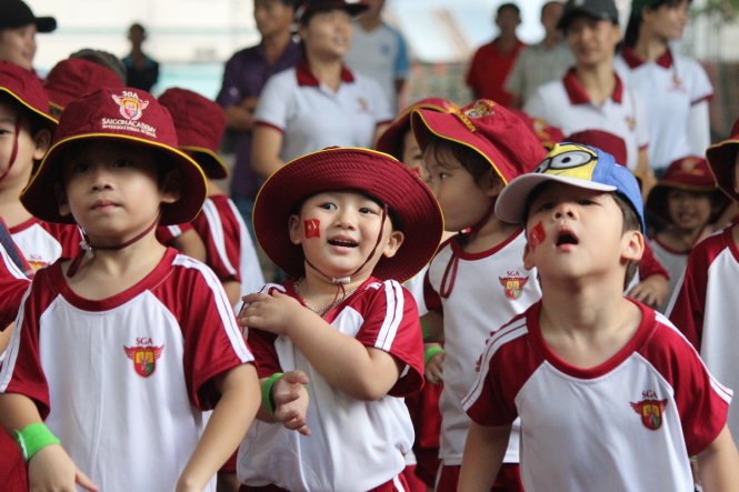 Học sinh SGA hào hứng với ngày hội thể thao - Ảnh: HỒ ĐỨC
