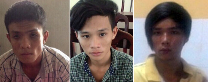 Nghi can Nguyễn Xuân Thọ, Trần Tuấn Kiệt và Lê Văn Khánh - Ảnh: Công an cung cấp
