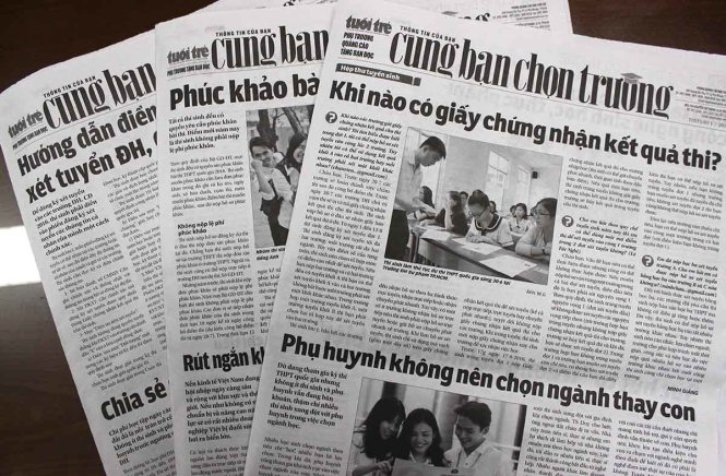 Phụ trang Cùng bạn chọn trường - Ảnh: Hà Bình