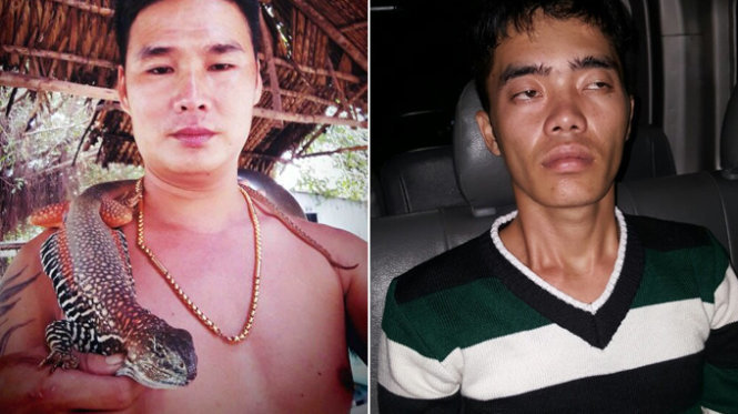 Nguyễn Hồng Khắc (cầm đầu) và Võ Tấn Quốc (bên phải) nghi can trong vụ cướp ra đầu thú - Ảnh: CA cung cấp
