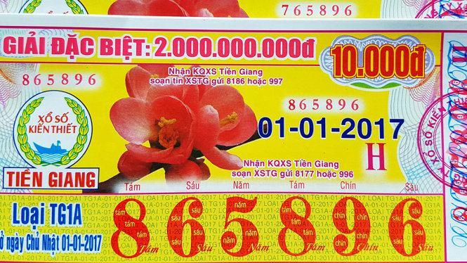 Vé số Tiền Giang là đơn vị đầu tiên tăng giải đặc biệt lên 2 tỉ đồng/vé - Ảnh: V.TR.