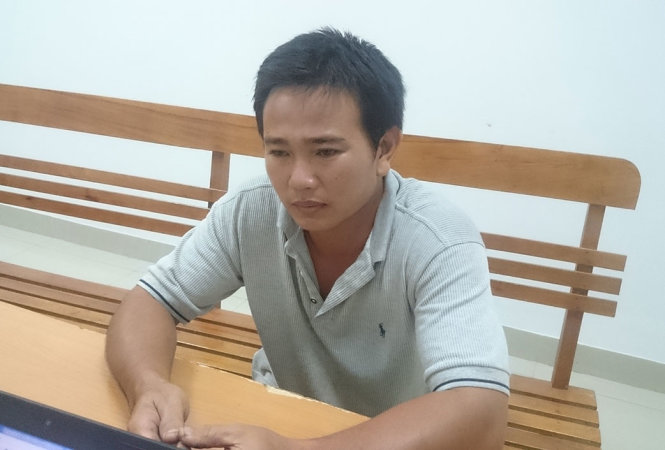 Hiệp tại cơ quan công an - Ảnh: Q.GIANG