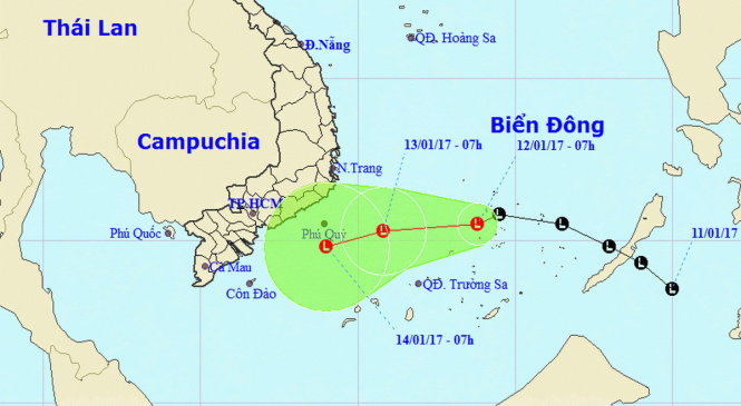 Sơ đồ dự báo hướng đi áp thấp