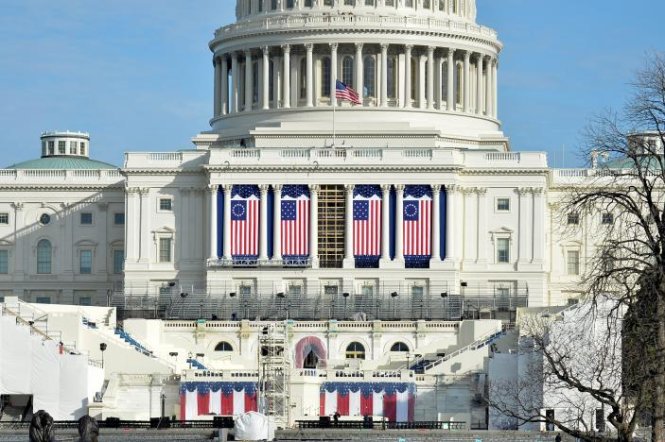 Các khâu chuẩn bị đã được hoàn tất tại, nơi ông Trump sẽ tuyên thệ trở thành tổng thống thứ 45 của nước Mỹ - Ảnh: Reuters