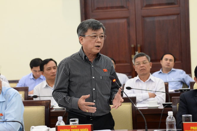 Đại biểu QH Trương Trọng Nghĩa phát biểu tại Hội nghị Tổng kết hoạt động đoàn đại biểu Quốc hội TP.HCM khoá XIV năm 2016 và triển khai chương trình công tác năm 2017, ngày 16-2-2017 - Ảnh Tự Trung