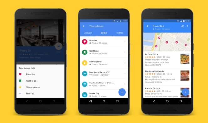 Tính năng lưu và chia sẻ địa điểm yêu thích trên Google Maps. - Ảnh: Techcrunch