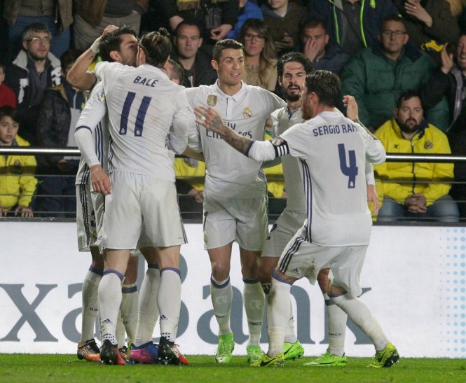 Các cầu thủ R.M có cuộc lội ngược dòng ngoạn mục trước Villarreal. Ảnh: REUTERS