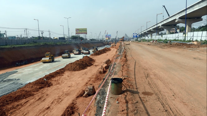 Toàn cảnh dự án xây dựng nút giao thông cổng chính Đại học Quốc Gia TP HCM - Ảnh: Chế Thân
