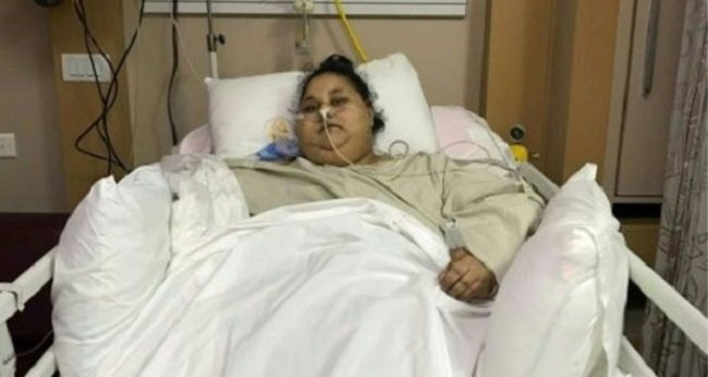 Cô Eman Ahmed Abd El Aty tại bệnh viện sau khi đươc phẫu thuật - Ảnh: AFP