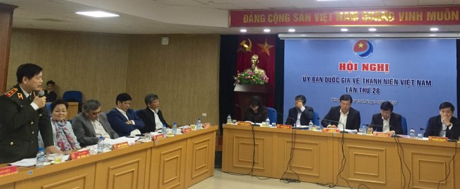 Đại diện Bộ Công an phát biểu tại hội nghị - Ảnh: Đức Bình