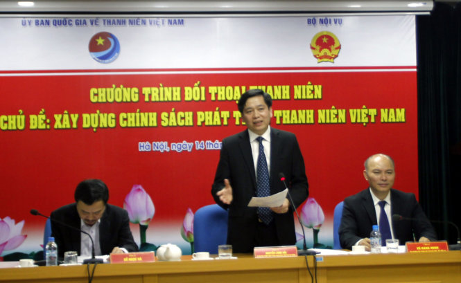 Anh Nguyễn Long Hải, bí thư Trung ương Đoàn, Phó chủ nhiệm thường trực Ủy ban quốc gia về thanh niên Việt Nam, cho biết năm 2018 sẽ xây dựng, trình Quốc hội Luật TN sửa đổi -
Ảnh: Đ.Bình