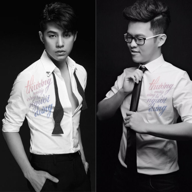 Noo Phước Thịnh và nhà văn Anh Khang bắt tay nhau trong dự án Thương mấy cũng là người dưng - Ảnh: NVCC