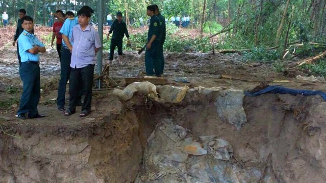 Hố chôn tập thể liệt sĩ vừa được phát hiện - Ảnh: H.M
