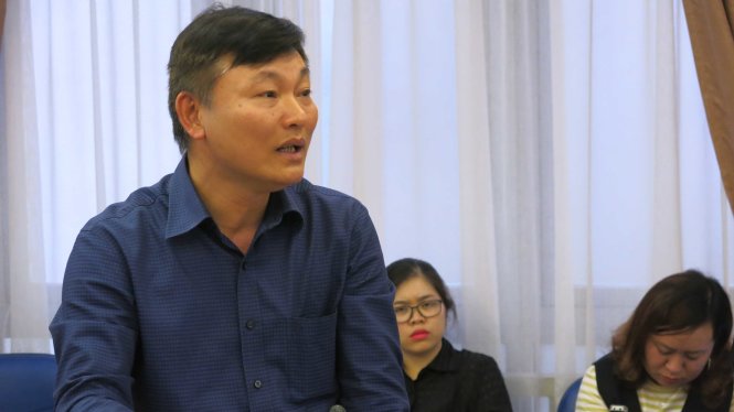 Ông Lê Đại Hải - Phó vụ trưởng Vụ Pháp luật Dân sự - Kinh tế, Bộ Tư pháp trả lời báo chí - Ảnh: Thân Hoàng