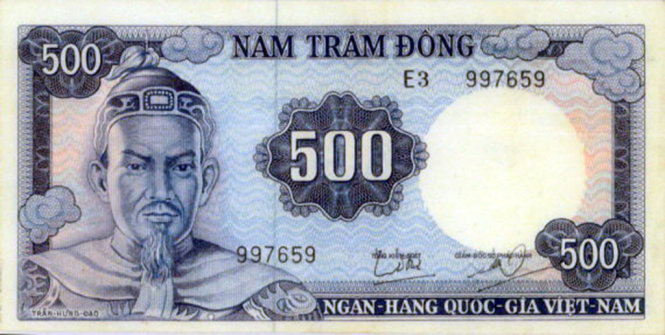 Tờ bạc giá trị nhất của Ngân hàng Quốc gia Việt Nam cộng hòa, in hình Trần Hưng Đạo