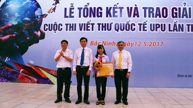 Em Nguyễn Đỗ Huyền Vi, lớp 8/9 trường THCS Tây Sơn, quận Hải Châu, TP. Đà Nẵng đã đoạt giải Nhất Quốc gia cuộc thi Viết thư Quốc tế UPU lần thứ 46