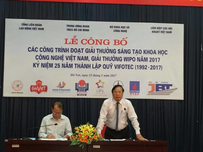 Quỹ VIFOTEC công bố kết quả xét chọn giải thưởng Sáng tạo Khoa học công nghệ Việt Nam và Giải thưởng WIPO 2016 chiều ngày 15-5 - Ảnh: Thanh Hà