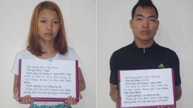 Hai nghi phạm buôn bán người Nga và Chung - Ảnh: Quang Anh