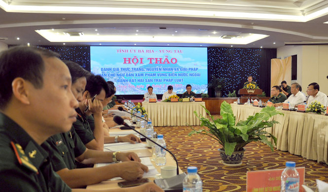 Quang cảnh hội thảo về thực trạng, giải pháp hạn chế tàu cá Việt Nam vi phạm vùng biển nước ngoài - Ảnh: ĐÔNG HÀ