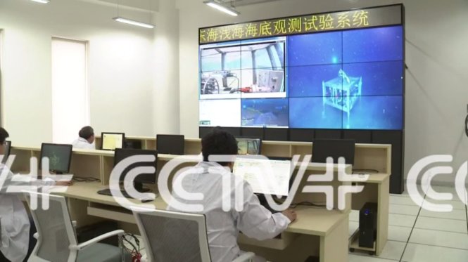 Các nhà khoa học Trung Quốc kiểm tra khả năng hoạt động của hệ thống quan trắc dưới nước sắp được triển khai trên Biển Đông và Biển Hoa Đông - Ảnh chụp màn hình