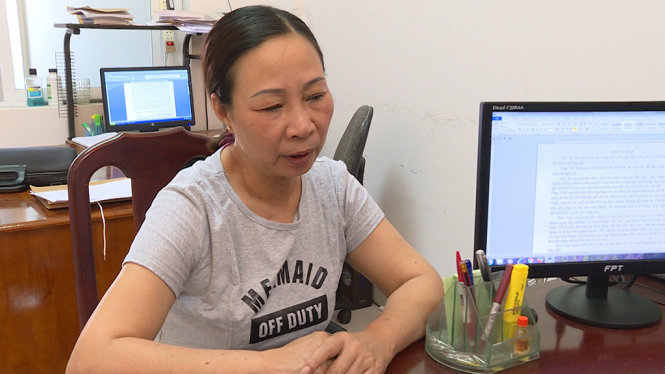 Bà Lê Thị Đức tại cơ quan công an tỉnh Bà Rịa- Vũng Tàu - Ảnh: Q.GIANG