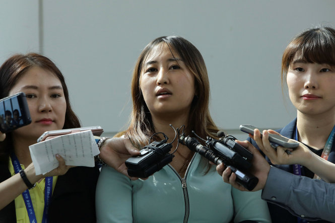 Cô Chung Yoo-ra, con gái bà Choi Soon-sil, khi đã trở lại Hàn Quốc ngày 31-5 - Ảnh: Reuters