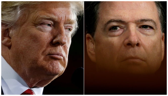 Tổng thống Donald Trump và cựu giám đốc FBI James Comey - Ảnh: Reuters