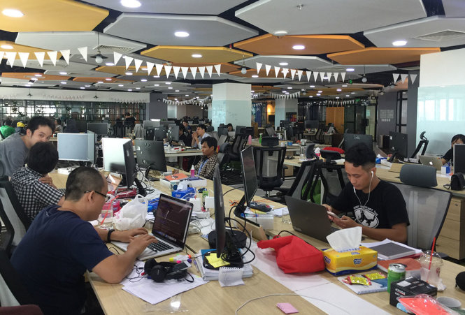 Không gian làm việc của Tinypulse tại VN, một startup Mỹ đang đầu tư bộ phận phát triển sản phẩm tại VN - Ảnh: NHƯ BÌNH