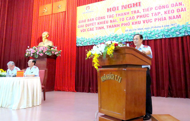 Ông Võ Văn đồng - Cục trưởng cục 3 TTCP thông tin về kết quả TT tại hội nghị - Ảnh: ÁI NHÂN