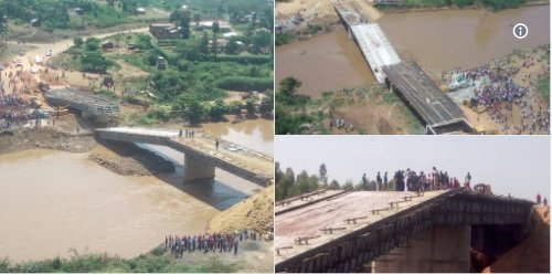 Hình ảnh cầu do Trung Quốc xây dựng bị sập ở Kenya được lan truyền trên mạng xã hội - Ảnh: Twitter