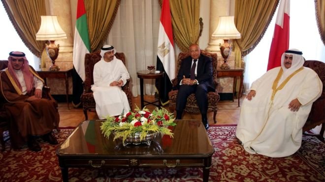 Ngoại trưởng 4 nước Trung Đông họp tại Cairo - Ảnh: Reuters