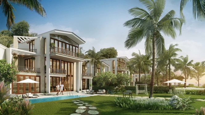 Quần thể nhà phố thương mại và biệt thự nghỉ dưỡng sinh thái 5 sao. Ảnh phối cảnh