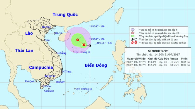 Sơ đồ dự báo áp thấp nhiệt đới