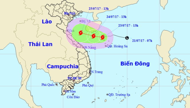 Dự báo đường đi của bão Sơn Ca