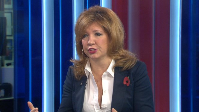 Bà Pippa Malmgren trong một chương trình truyền hình - Ảnh chụp màn hình