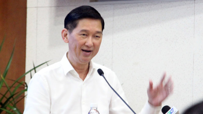 Ông Trần Vĩnh Tuyến phát biểu tại cuộc họp sáng 5-8 - Ảnh: M.HOA