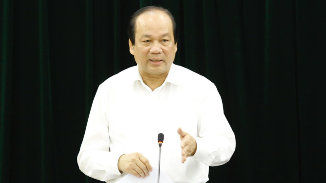 Ông Mai Tiến Dũng phát biểu tại cuộc làm việc với Tổng Công ty đường sắt VN sáng nay 14-8 - Ảnh: NY