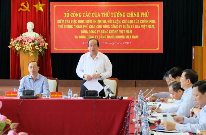 Ông Mai Tiến Dũng, bộ trưởng, Chủ nhiệm Văn phòng Chính phủ, tổ trưởng tổ công tác của Thủ tướng, phát biểu tại buổi làm việc - ẢNH: Xuân Long