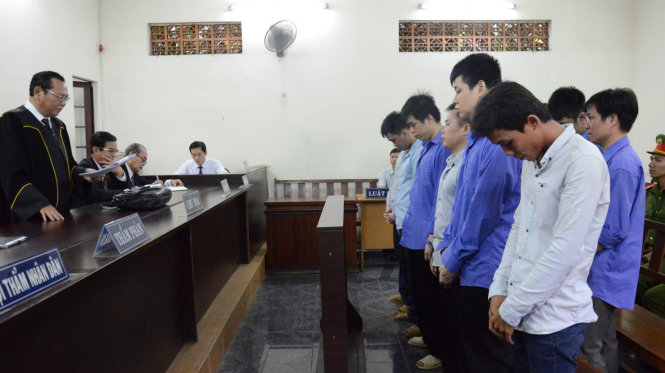 Các bị cáo tại toà - Ảnh: UYÊN TRINH