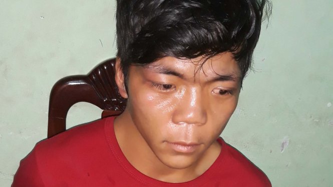 Nghi phạm Thái Thanh Bình tại cơ quan công an - Ảnh: Văn Vũ