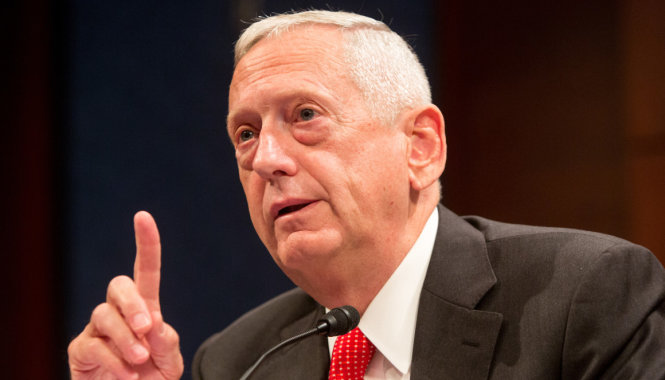 Bộ trưởng Quốc phòng Mỹ James Mattis - Ảnh chụp màn hình