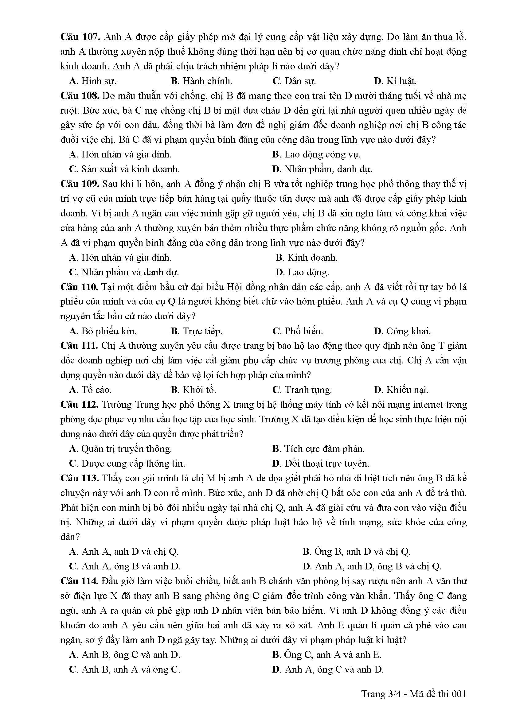 Đề tham khảo thi THPT quốc gia 2019 môn giáo dục công dân - Ảnh 3. Đề tham khảo thi THPT quốc gia 2019 môn giáo dục công dân - Ảnh 3.