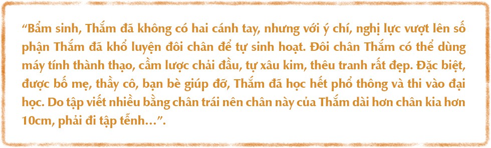 Nghị lực phi thường của Thắm không tay - Ảnh 1.