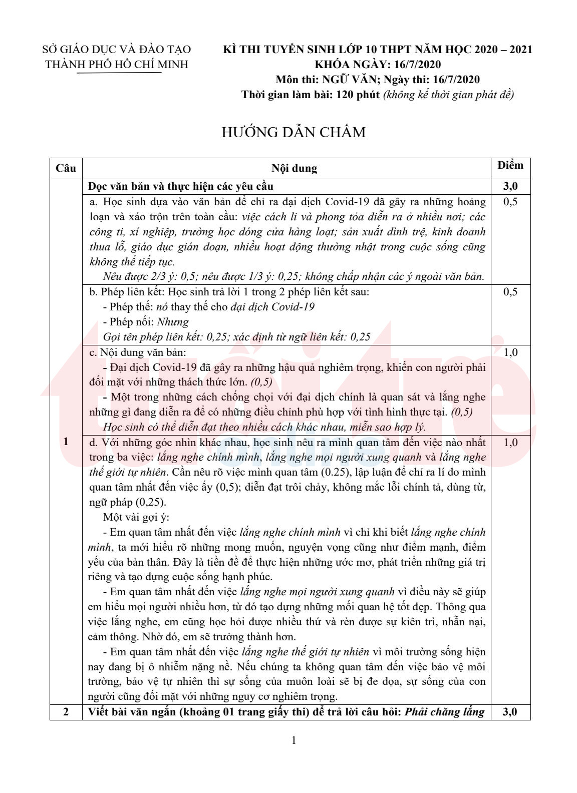 TP.HCM công bố đáp án bài thi tuyển sinh lớp 10 - Ảnh 2. TP.HCM công bố đáp án bài thi tuyển sinh lớp 10 - Ảnh 2.