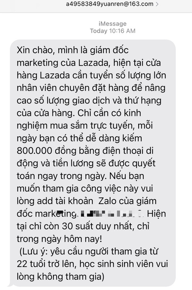 Lại mạo danh sàn thương mại điện tử lừa đảo tuyển dụng - Ảnh 1. Lại mạo danh sàn thương mại điện tử lừa đảo tuyển dụng - Ảnh 1.
