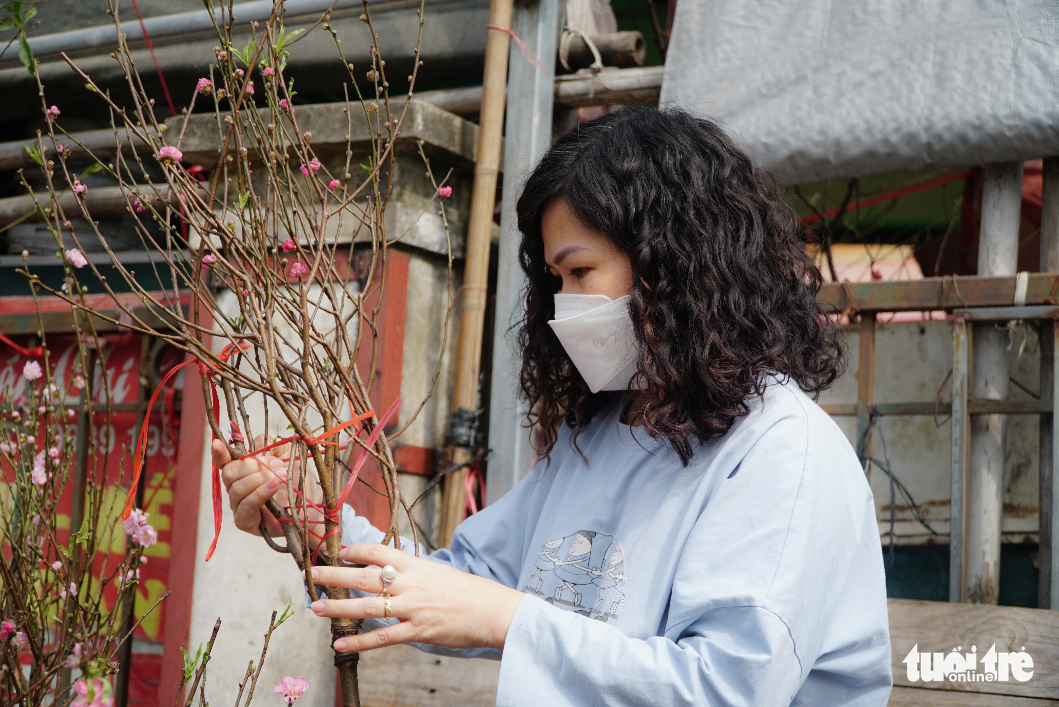 Hoa đào nở sớm, giá rẻ mà vẫn ít khách mua - Ảnh 5. Hoa đào nở sớm, giá rẻ mà vẫn ít khách mua - Ảnh 5.