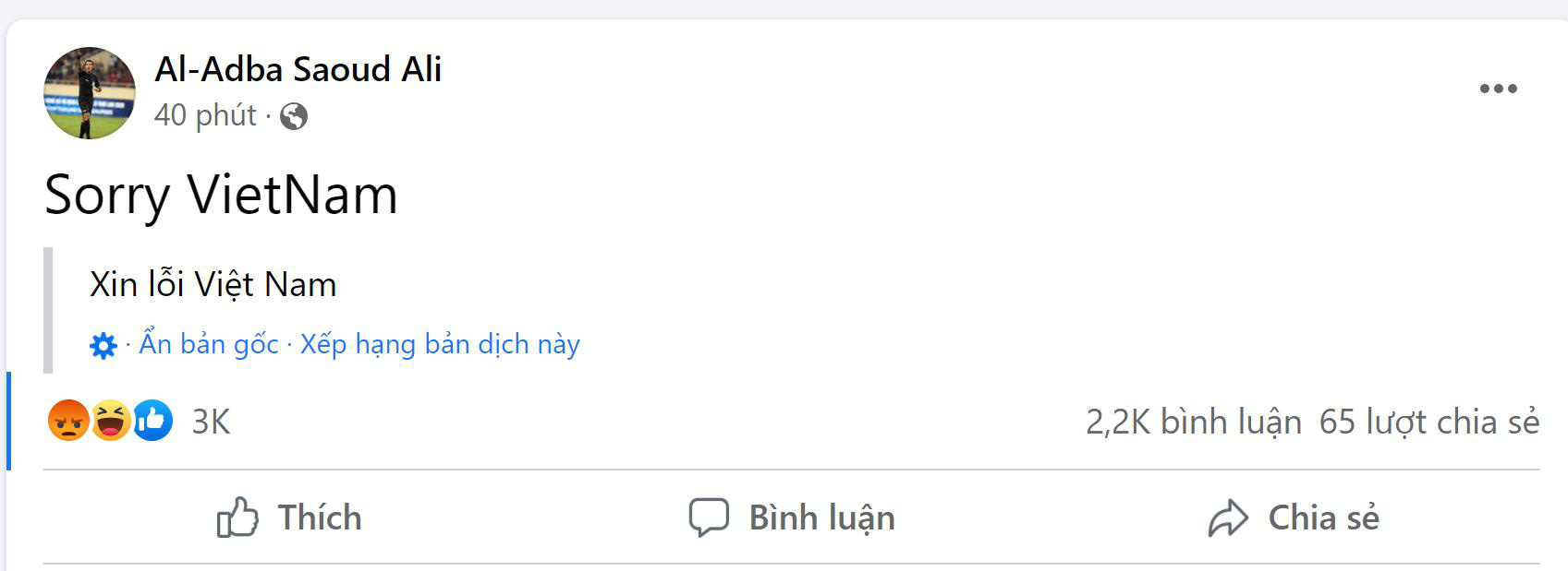 Dân mạng lùng Facebook trọng tài, bình luận khiếm nhã cả với tài khoản giả - Ảnh 1. Dân mạng lùng Facebook trọng tài, bình luận khiếm nhã cả với tài khoản giả - Ảnh 1.